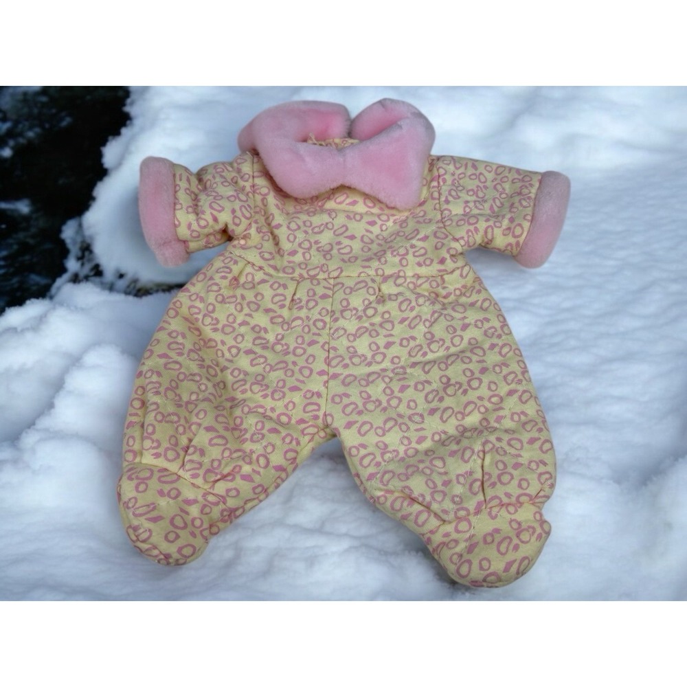 White And Pink‎ Winter Romper With Pink Collar Fits 10-12" Dolls Unbranded